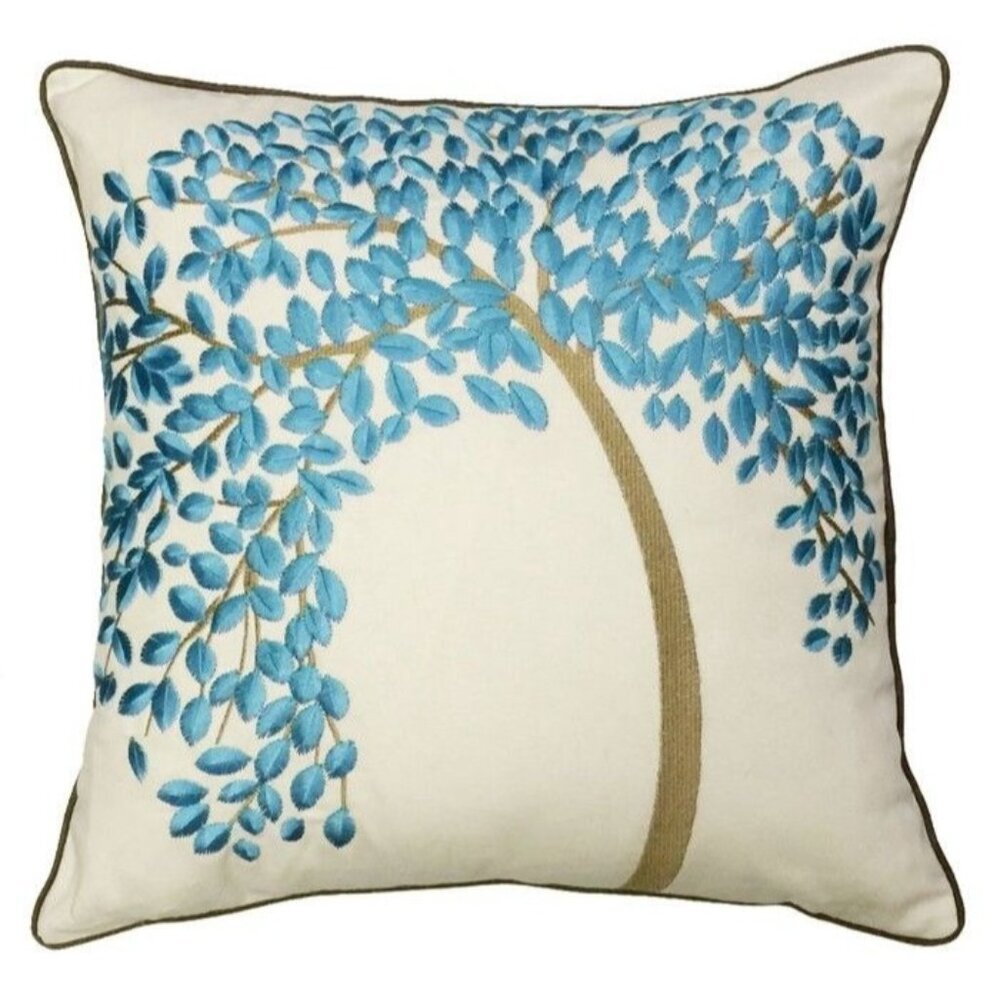 Stratford Home Country Tree Of‎ Life Embroidery Linen Decorative Throw Pillow